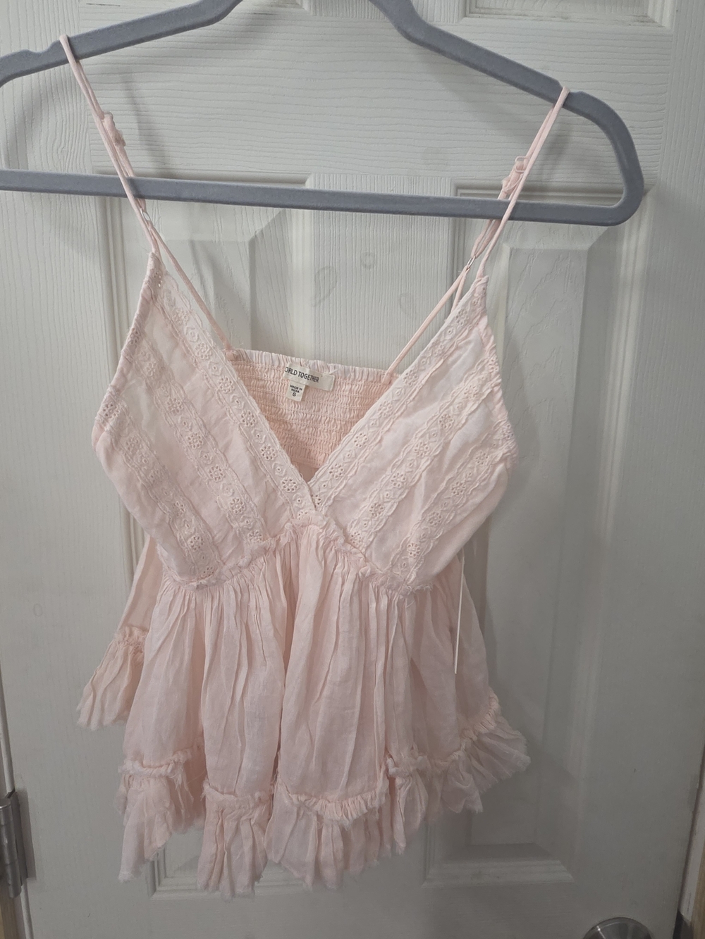 Together Light Pink Lace-Trim Tiered Camisole